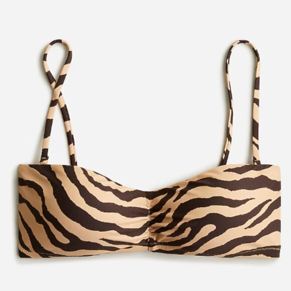 J. Crew Zebra Stripe Bandeau Bikini Top Brown 2X - Picture 1 of 6